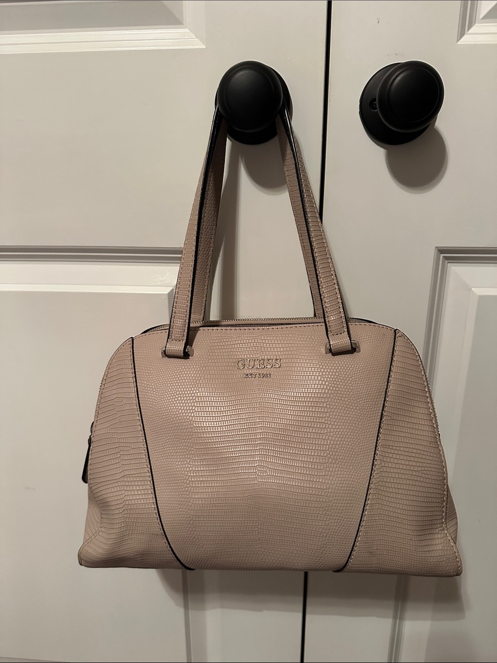 GUESS Taupe Textured Tote Bag